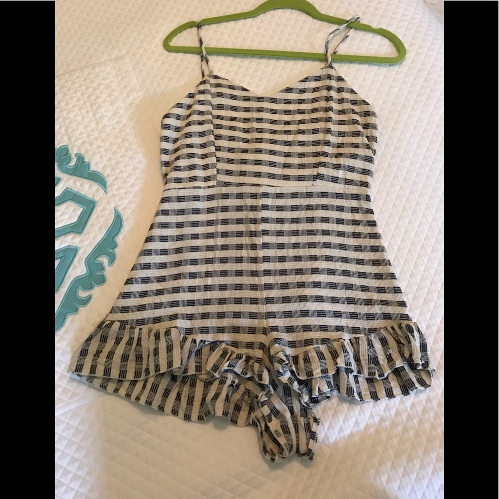 Peppermint Black and Ivory Check Romper